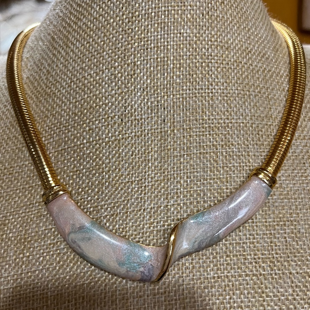 Vintage Pastel omega necklace